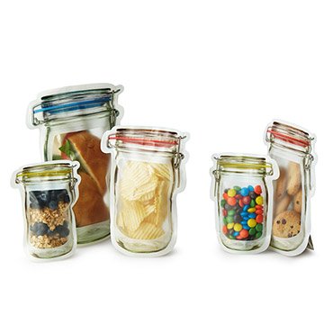Reusable Hinged Jar Zipper Bags - Set of 9