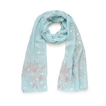 Sky Blue Silver Foil Dotted Scarf