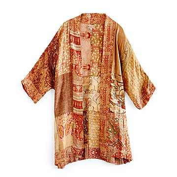 Upcycled Autumn Silk Sari Kimono