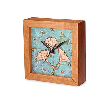 Patina Ginkgo Box Clock