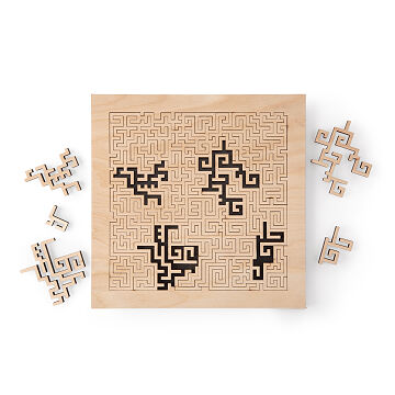 Wooden Aztec Fractal Puzzle