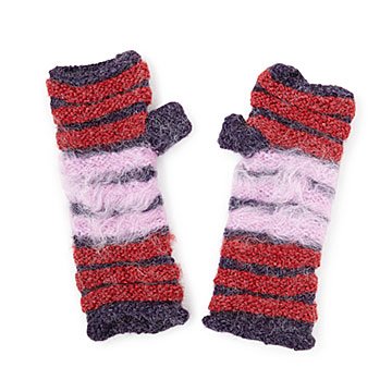 Shaggy Striped Fingerless Mittens