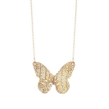 Gold-Dipped Lace Butterfly Necklace