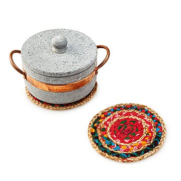 Braided Sari Fabric Trivet Set
