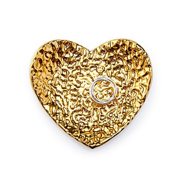Hammered Gold Heart Ring Holder