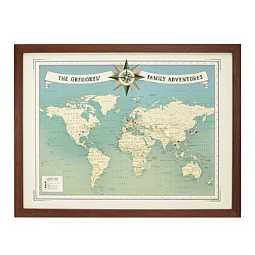 Personalized Family Travel Pushpin World Map
